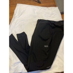Gore Windstopper Size Large Long Biking Pants Running Bike Black w/ Reflectors